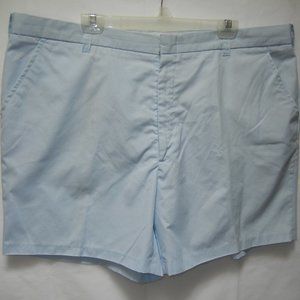 Vintage Mens Sz 46 Flat Front Shorts Casual Belted Pockets Retro Cotton    * ver